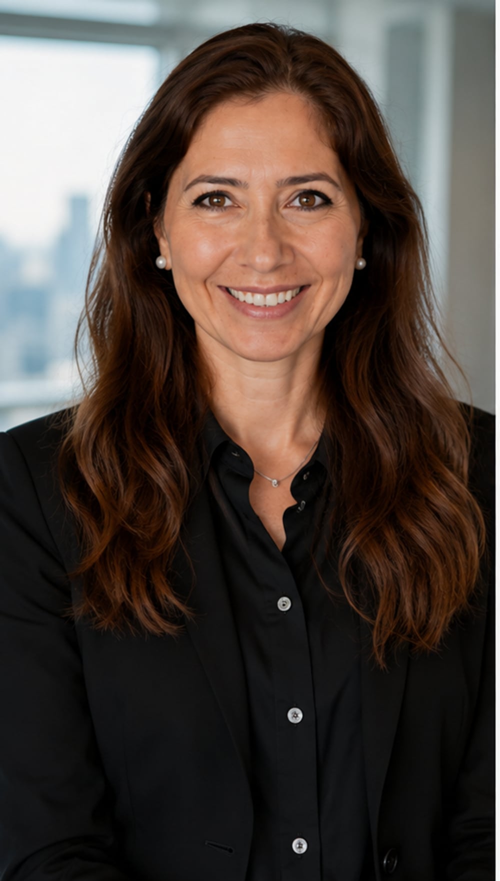 Maricel Rocha in a black blazer, the guide on this route